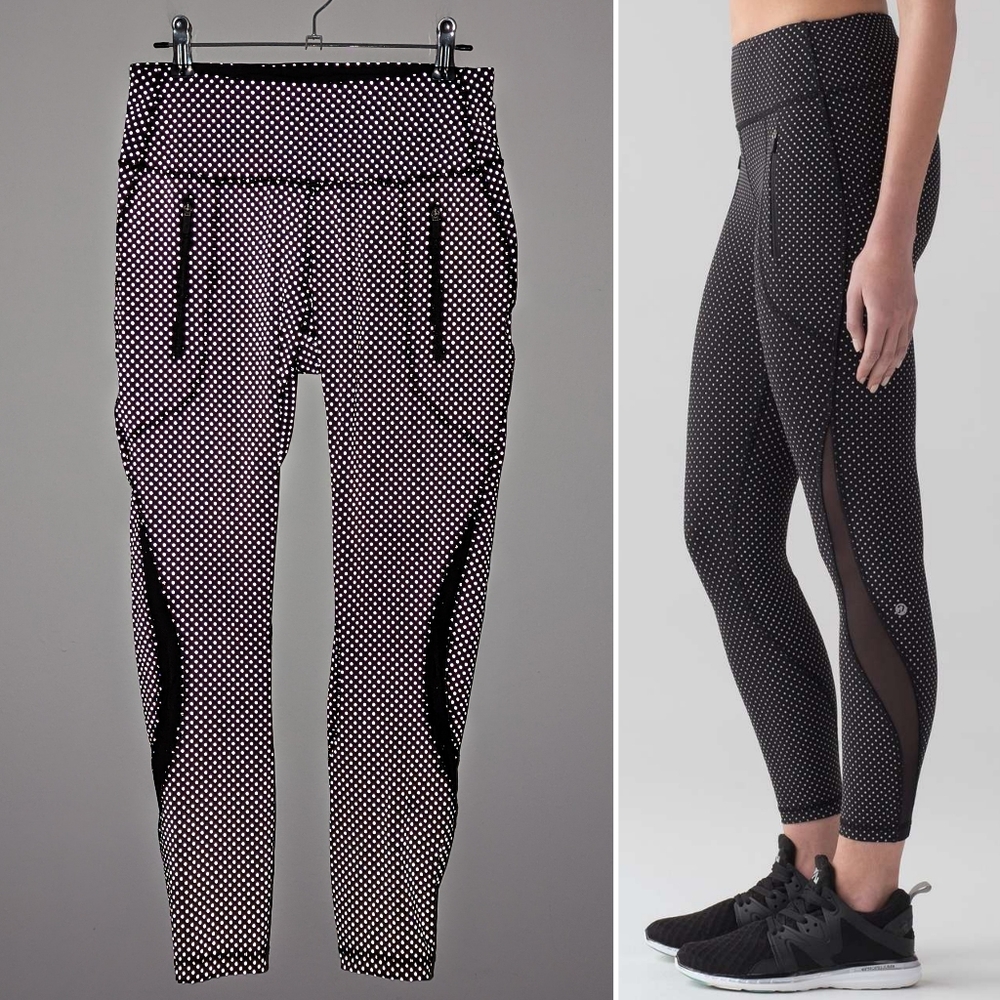 RARE Lululemon Invigorate Tight Shine Bright Reflective Polkadot